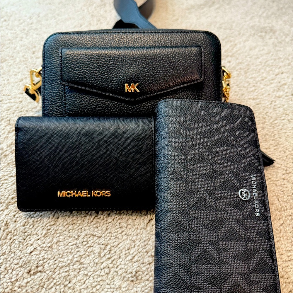 Michael Kors crossbody bag and two wallets